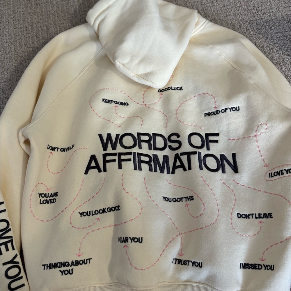 Cream Hoodie with Affirmation Text